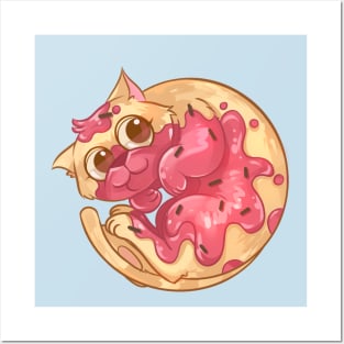 Strawberry Donut Cat Posters and Art